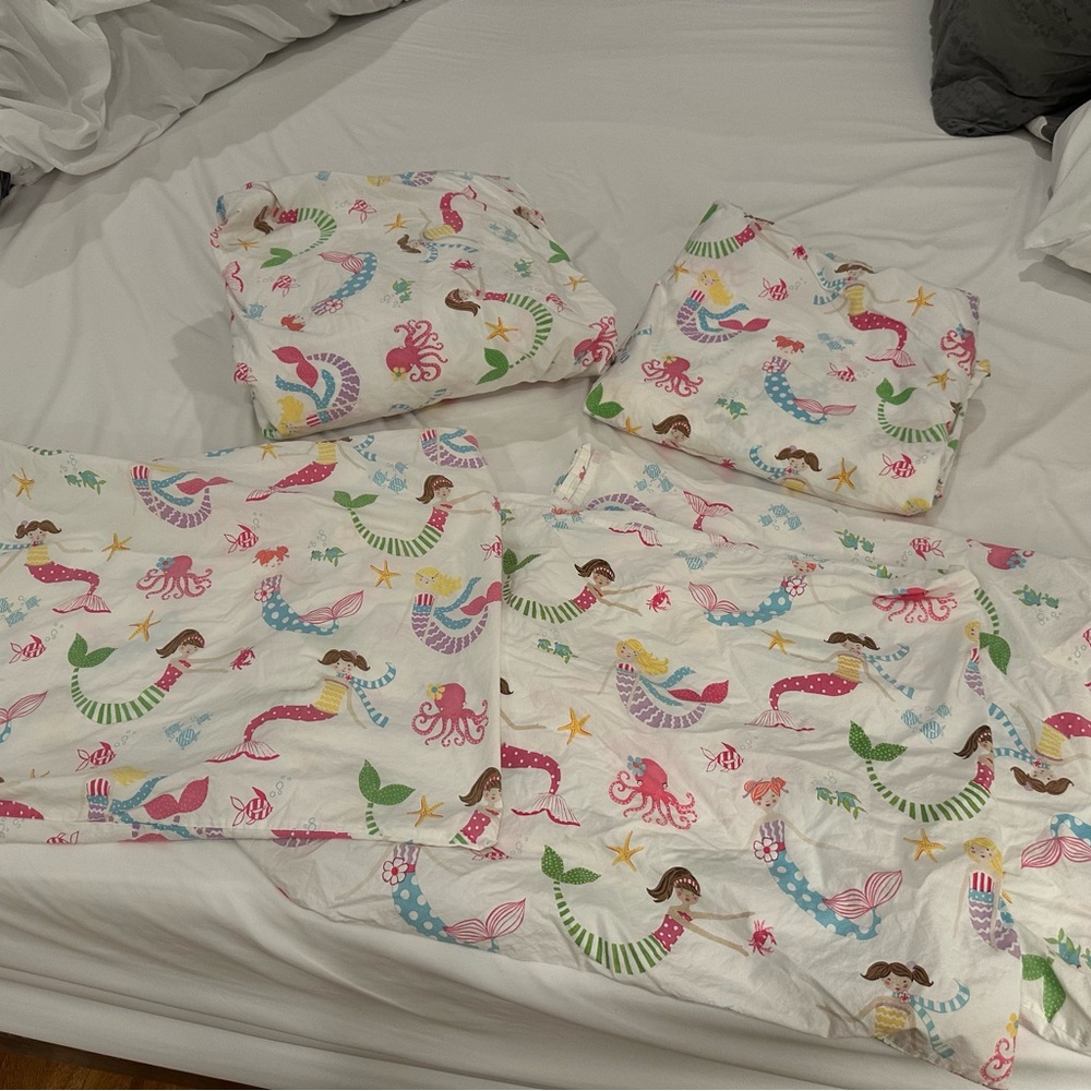 Mermaid Print Organic Cotton Bedding Set - PotteryBarn Kids
